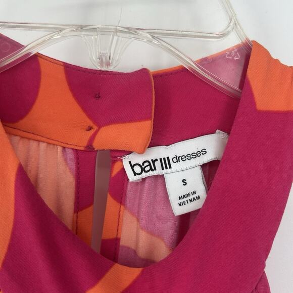 Bar lll Halter Maxi Dress Pink Orange Abstract Floral Sleeveless Resort Size S - Picture 9 of 10